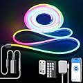 ALITOVE 16.4ft LED Neon Rope Light Color Chasing RGB IC Light Strip with Remote App Control Music Sync Flexible Neon LED Strip Lights Waterproof IP65 for Bedroom Gaming Party Indoor Outdoor Decor