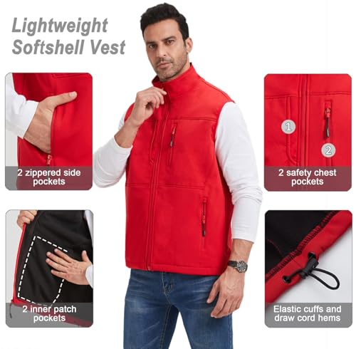 XinYangNi Men's Lightweight Softshell Golf Running Vest Outerwear Zip Up Fleece Lined Windproof Sleeveless Jacket for Hiking2