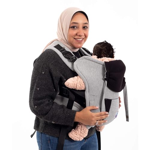 Mini Vibes 100% Cotton baby carrier - for newborn baby & toddler - baby sling carrier - baby wrap carrier for newborn - baby carrier for 3-24 months - Up To 18Kg (Grey)