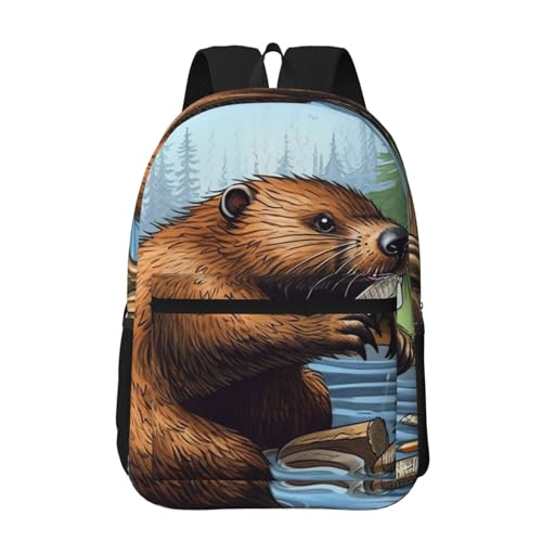 Travel Backpack Busy Beaver Cartoon Carry on Backpack Lightweight Business 15.6inch Laptop Backpack for Men Women