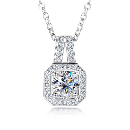 Collier carré moissanite en argent éblouissant et empilable pour femme