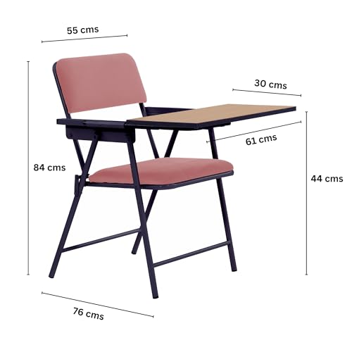 Image of Spacecrafts Folding Study Chair with Writing Pad | Home Tuition Desk Chair (Peach with Pad)