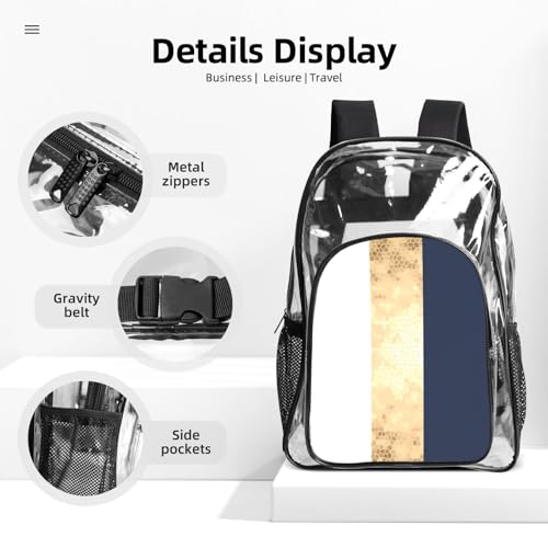 Sac transparent robuste anti-déchirure imprimé bleu et blanc - 4