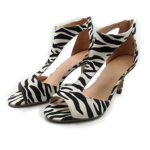 Chaussures de la cheville féminine sandales à talons hauts faciles à enfiler avec zipper