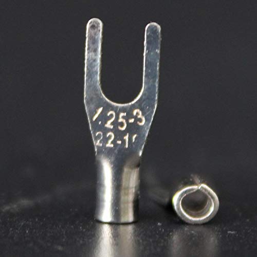 Davitu 1000pcs SNB1.25-3 furcate/U shape non-insulated spade Brass terminal Cable Lugs Wire Connectors For AWG 22-16 Thickness 0.6MM