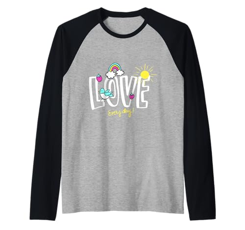 Love Everyday Men Women Kids Funny Graphic Design Art Manche Raglan