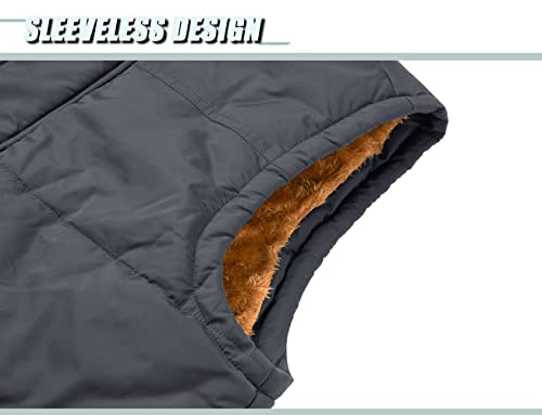 Tacvasen Men's Sleeveless Jacket With Stand Collar Lightweight Padded Outerwear Vests Grey, 2Xl #TOP4