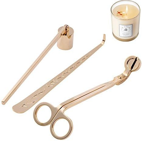 Luxurious Bee Candle Kit Accessories Stainless Tools Pack Candle Wick Trimmer & Wick Dipper & Snuffer Golden