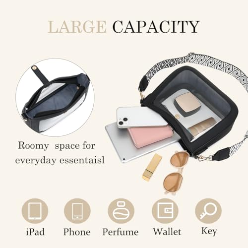 LOXOMU Clear Crossbody Bags Stadium Approved, Clear Purses with Guitar Strap Clear bag for Stadium Events, Concerts4