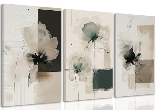 Neutral Abstract Floral Wall Art Set of 3 – Modern