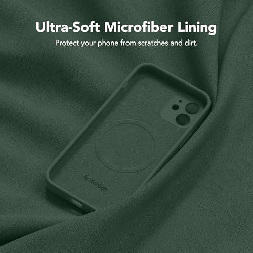 Image of Magnetic for iPhone 12 Case, Compatible with MagSafe, [Full Camera Protection][Screen Protector] Silicone Shockproof Protective Phone Case for iPhone 12 6.1 inch, Alpine Green