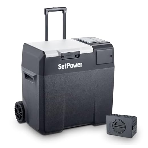 SetPower X50 Battery Operated Refrigerator, Portable Refrigerator on Wheels, Battery Powered Portable Fridge Freezer, 12/24V DC & 100-240V AC, Wireless Charging, 3-YEAR Warranty on Compressor, -4℉~68℉