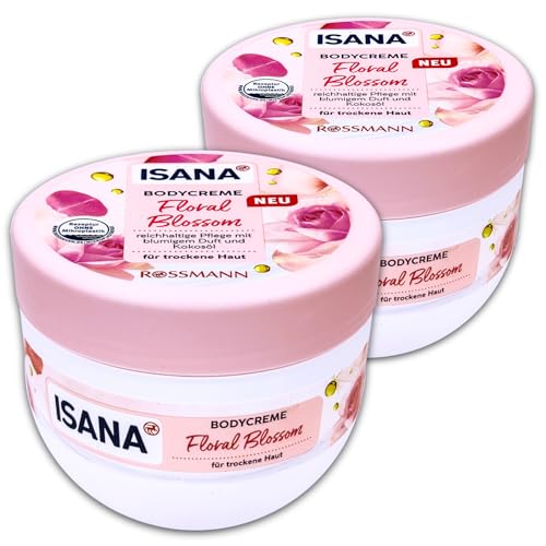 2 er Pack ISANA Bodycreme Floral Blossom Creme 2 x 500 ml