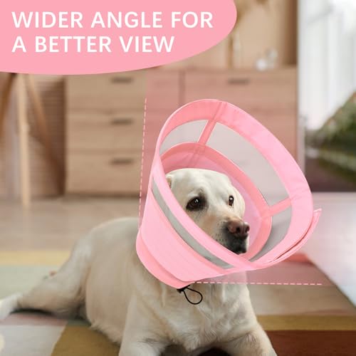 Image of ASENKU Dog Cone Collar, Soft Adjustable Cone for Dogs to Stop Licking, Lightweight Recovery Dog Cone After Surgery, Pet E-Collar for Small, Medium & Large Dogs (Pink, S)
