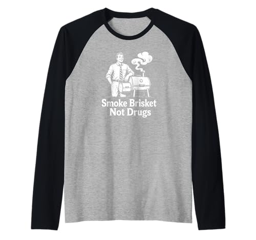 Funny USA BBQ Brisket Smoke Not Drug Pun Dad Manche Raglan