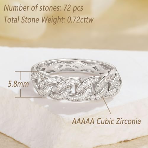 Wuziwen Wedding Bands for Women Infinity Eternity Band Ring for Her Anniversary Stackable Rings 925 Sterling Silver Cubic Zirconia2