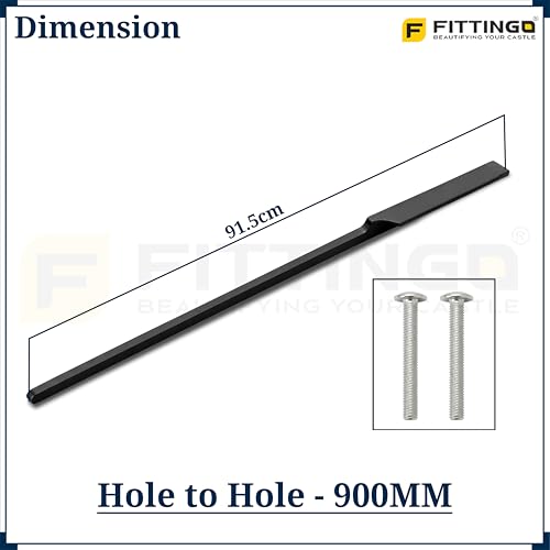 Image of Goldcrest 91.5cm Handle for Wardrobe & Cabinet /Cupboard Handle /Wardrobe Handle /900mm Hole to Hole (Silk Black) Pack of 1 - Left Side Handle-| 3 Years Warranty |