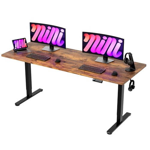 Monomi Large Electric Standing Desk 79" - Height Adjustable Sit Stand Desk with 178 lbs Load Capacity, 3 Memory Presets, Quiet Motor & Anti-Collision for Home Office (Rustic Brown) - Image 8