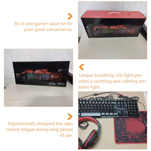Teclado y ratón ergonómico contra la fatiga con set de auriculares para gaming 6