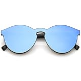 zeroUV - One Piece PC Lens Rimless Ultra-Bold Colored Mirror Mono Block Sunglasses 60mm (Light Blue Mirror)
