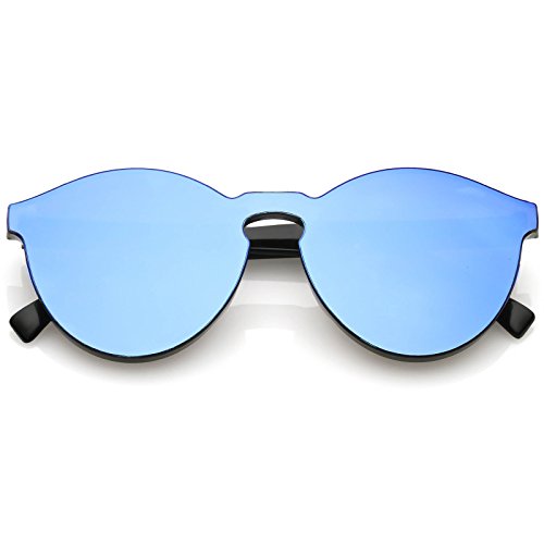 zeroUV - One Piece PC Lens Rimless Ultra-Bold Colored Mirror Mono Block Sunglasses 60mm (Light Blue Mirror)