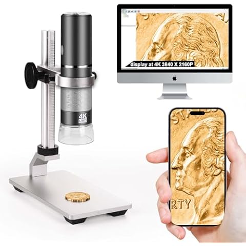 Ninyoon 4K Microscope with Professional Stand for iPhone Android PC, 50-1000X Digital USB Microscope Endoscope HD Camera for All Cellphones iPad Android Tablet Windows Mac Chrome Linux Cover