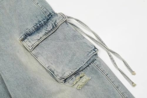 Men's Baggy Y2K Hip Hop Straight Leg Ripped Jeans Trousers Teen Boys 90s Loose Fit Cargo Denim Pants Streetwear4