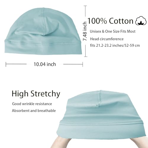 Image of vidsel 100% Cotton Skull Caps Beanie Night Cap Sleep Hats for Men Women | Breathable,Soft,Lightweight Skully Cap,Running Beanie Cycling Helmet Liner,Wicking Head Cover,CPAP Chemo Bald Cap
