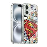 Head Case Designs Officially Licensed Superman DC Comics Oversized Logo Comicbook Art Gel Case [Military Grade Protection] Compatible with Apple iPhone 16 and Compatible with MagSafe