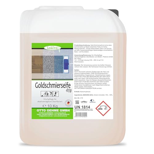 Lorito Goldschmierseife fest, Schmierseife zur Bodenreinigung, Wischpflege und Reiniger für Boden, Holz, Parkett, universal Reinigungsmittel, 10 kg