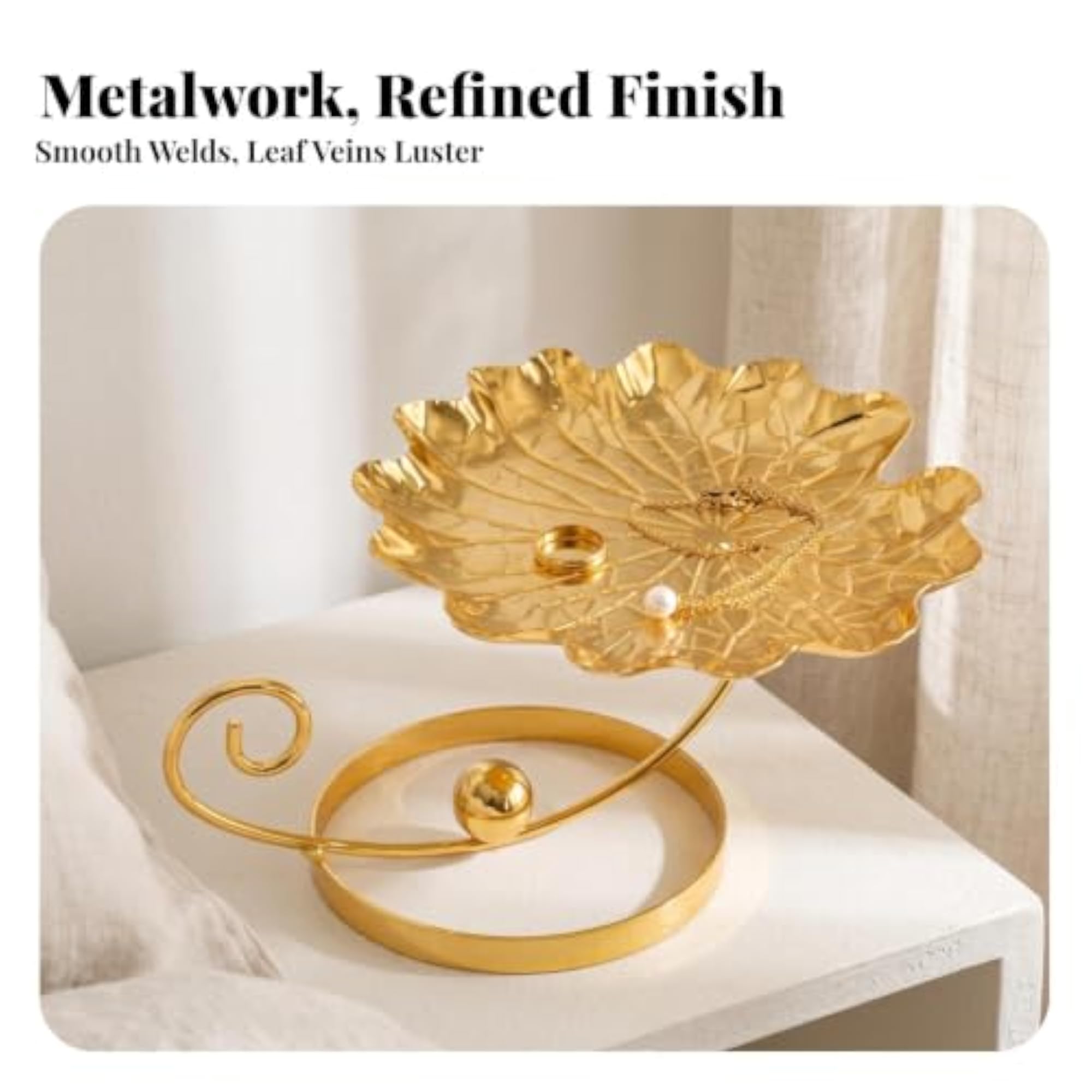 Gilded Foliage Tray with Stand, Double Layer