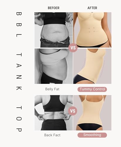 Image of FeelinGirl Womens Tank Top Shapewear Tummy Control Tops Slimming Cami Tank Seamless Compression V Neck Camisole