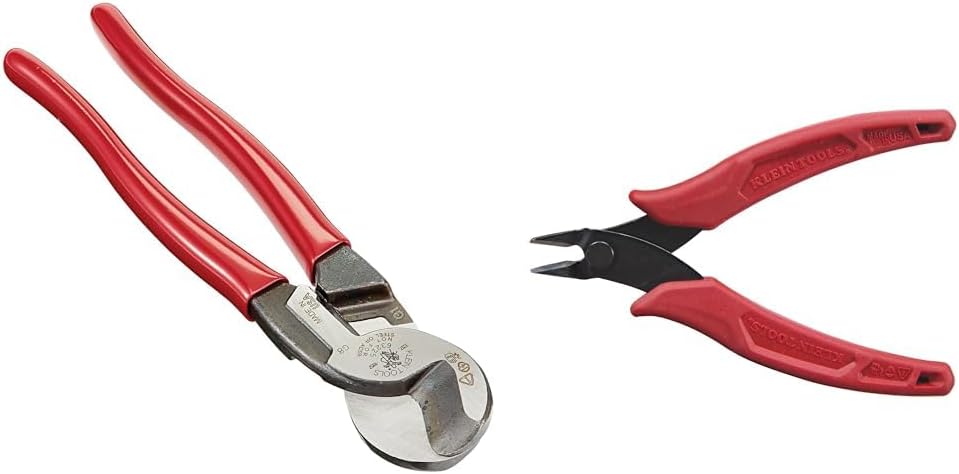 Klein Tools Cable Cutter, Diagonal Cutting Pliers, and Flush Cutter Bundle