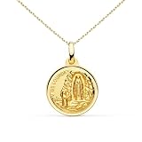 Collar – Medalla de oro de 18 quilates 750/1000 Virgen de Lourdes – Cadena dorada – Grabado, Oro