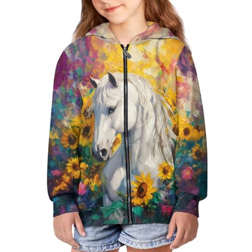 WELLFLYHOM Zipper Hoodies Graphic Sweatshirt for Girls 6-16 Kids Long Sleeve Hoodie Novelty Sweater Shirts Athletic Yoga Top