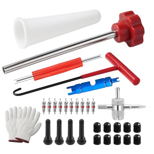 Image of 30PCS Tire Valve Stem Tool Kit Replacement Installation Set Red