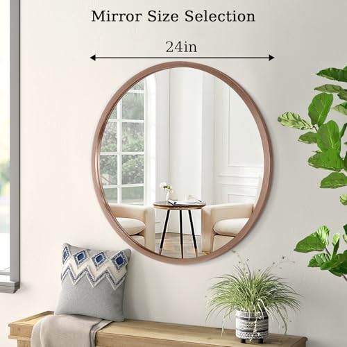 Image of Round Bathroom Mirror Circle Aluminum Alloy Wall Mirrors with Simple Metal Frame Modern Round Hanging Mirror for Bathroom Hallway Room Living Purple Frame