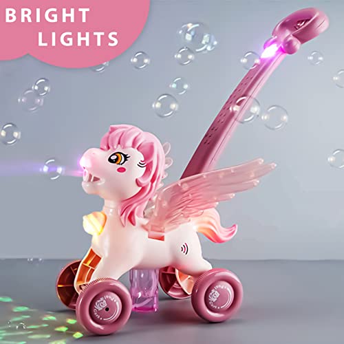 Iginoa Bubble Machine Blower Lawn Maker Pink Mower Toy Easter Basket Stuffers Portable Handheld Automatic Electric Outdoor Summer Birthday Best Gift Light For Girls Kids Toddler 1 2 3 Year Old Unicorn #TOP3