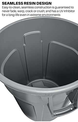 Rubbermaid Commercial Products BRUTE Heavy-Duty Round Trash/Garbage Can, 32-Gallon, White, Outdoor Waste Container for Home/Garage/Mall/Office/Stadium/Bathroom