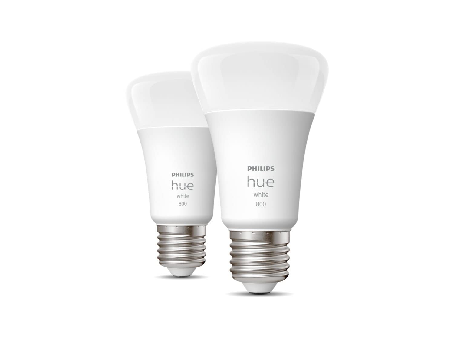 Philips Hue Bridge 2.0, Pont de connexion, fonctionne avec Alexa & White Ampoules LED Connectées E27, équivalent 60W, 800 lumen, Compatible Bluetooth, Pack de 2, fonctionne