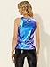 Allegra K Halloween Metallic Tank Top for Women's Sleeveless Club Party Shiny Shirt Small Shiny Blue