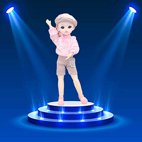 Image of Tickles Set Movable Jointed Cute Girl Brown Eyes Fashionable Doll Pink Sweater & Cap with Short for Kids Girls (Size: 30 cm Color: Pink)