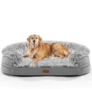 3.7 inch Thickened Orthopedic Dog Beds for Large Dogs,Supportive Dog Sofa Bed with 28D Egg-Crate Foam, Removable Washable Plush Cover, Waterproof Lining, Half-Round Design for Puppy, Senior Dog