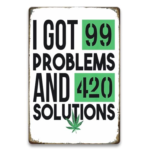 LIZATIC Weed Decor Sign for Man Cave - Funny Metal Street Sign for Weed Room, Vintage Stoner Signs for Garage, Basement, Men Room Wall Decor Accessories, Stoner Gifts for Weed Lovers, 8 x 12 inch