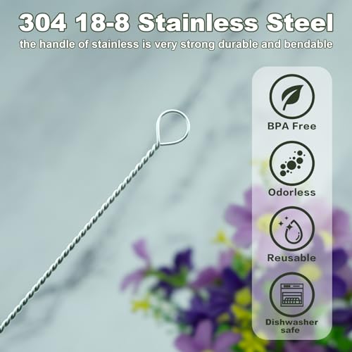 Image of Straw Cleaner Brush for Stanley, 10Pcs Reusable Extra Long Straws Cleaning Brush for 14oz 20oz 30oz 40oz Stanley Mug, Cleaning Brushs for All Plastic, Glass, Stainless and Silicone Straw (Pack of 2)
