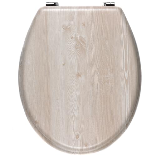 Abattant WC MDF Effet Chêne Charnières Inox Beldray