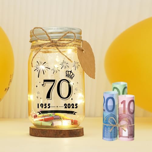 Seutgjie Regalos Originales de 70 Cumpleaños Decoracion 70 Cumpleaños Mujer Hombre 1955 a 2025 Luz LED Botella Seutgjie Regalos Originales de 70 Cumpleaños Decoracion 70 Cumpleaños Mujer Hombre 1955 a 2025 Luz LED Botella