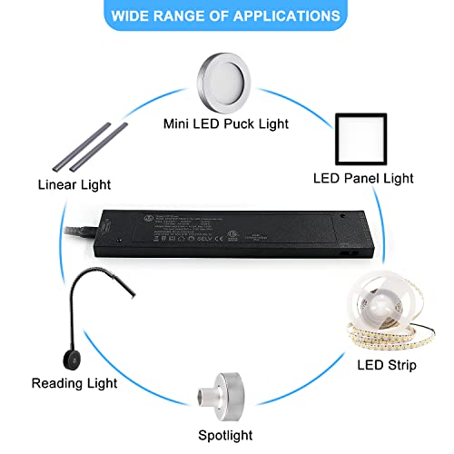 Image of VST 100W LED Power Supply, 100V-240V AC to 24V DC Low Voltage Transformer with 24V JST Ports, High-Wattage Lighting Transformer, ETL Listed, Black
