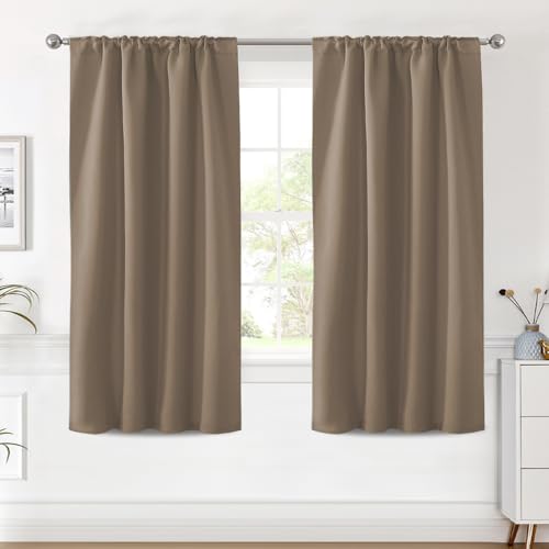 Image of H.VERSAILTEX Blackout Curtains Thermal Insulated Window Treatment Panels Room Darkening Blackout Drapes for Living Room Back Tab /Rod Pocket Bedroom Draperies (2 Panels, Macchiato, 42 x 63 Inch)