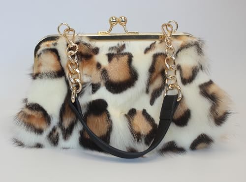 Image of Luxurious Fashion Natural Fox Fur with Hair Handbag for Women and Ladies